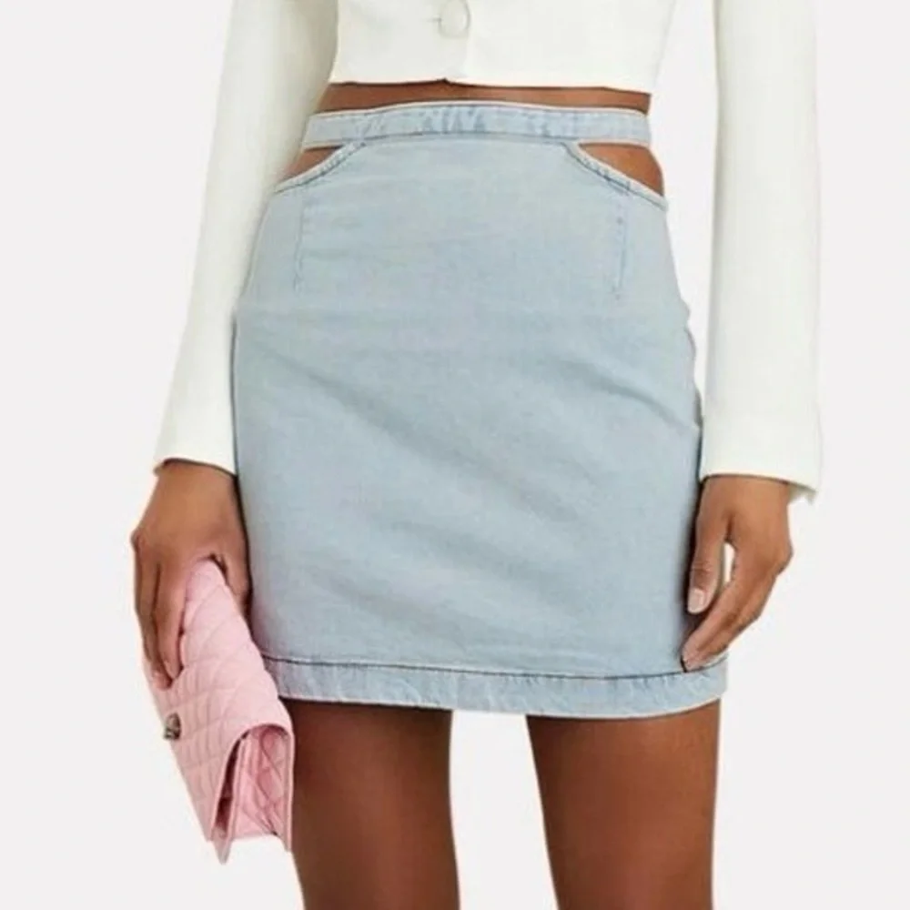 🐞NWT WeWoreWhat Denim Cut Out Skirt - Medium - Picture 1 of 6